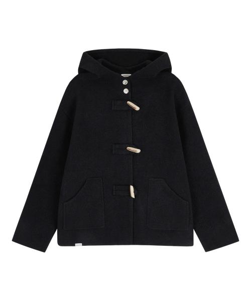 더플 후드 니트 코트 (Black)