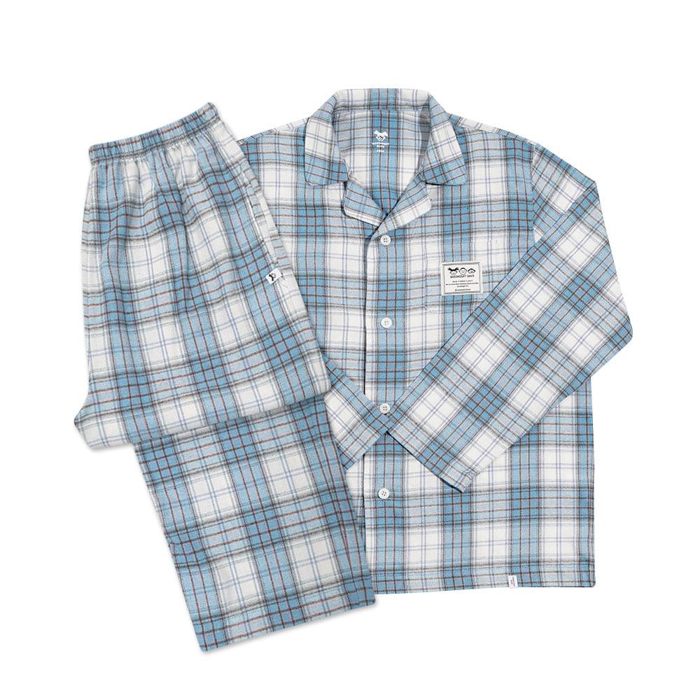 [W]Hazel Skyblue Check Pajama Set