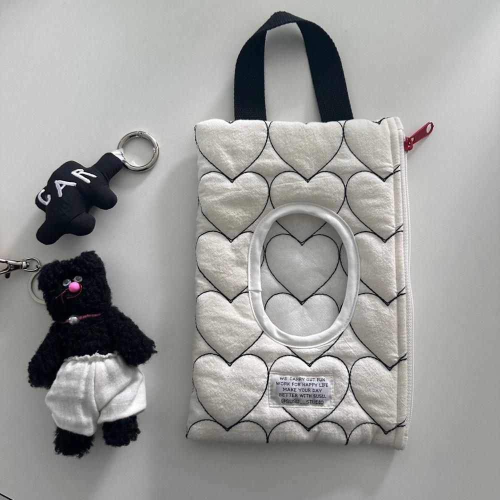 (9월중순3차예정) 블랙하트물티슈파우치 물티슈가방 티슈케이스 물티슈커버