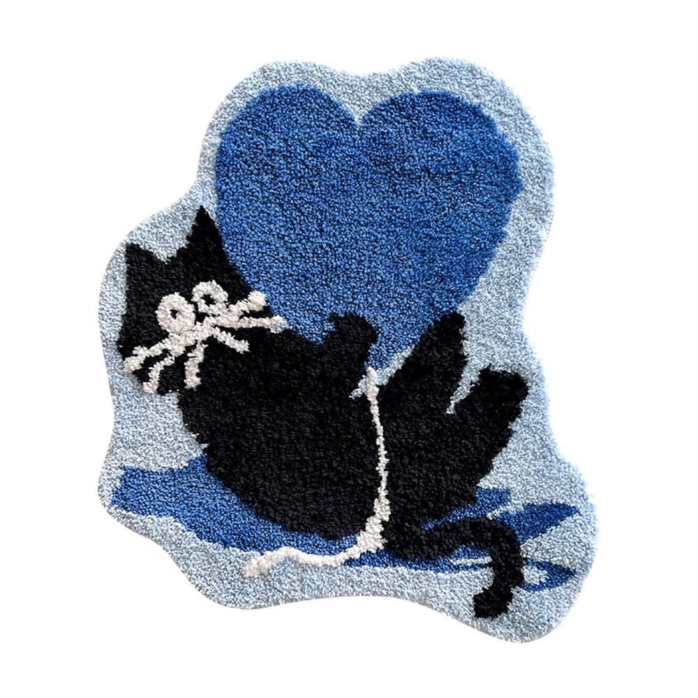 Blue balloon rug 블루벌룬 캣 귀여운 포인트 러그 터프팅 발매트