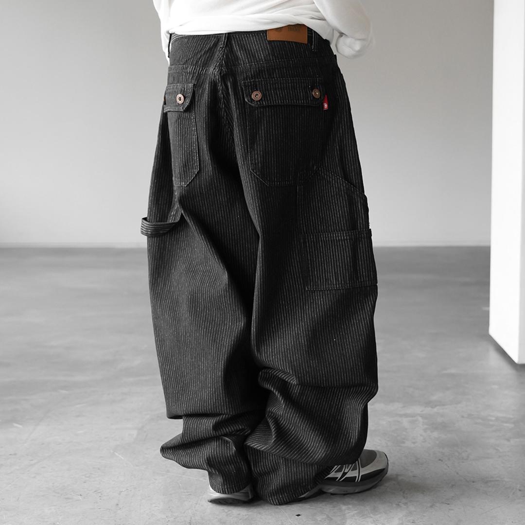 핀텔 스트라이프 와이드팬츠