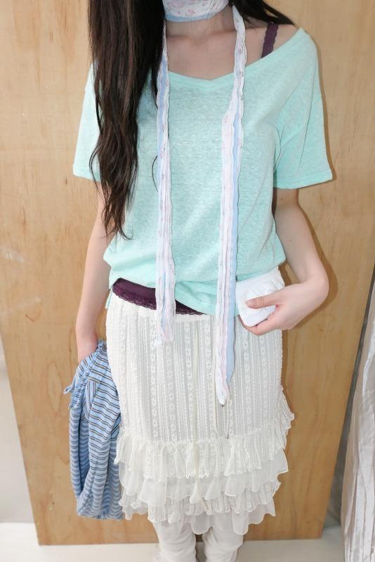 loose v-neck tee (4color)