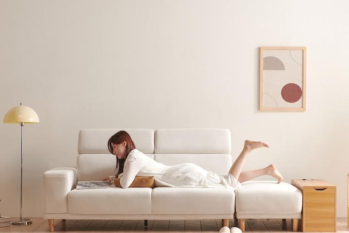 (스툴무료증정) 플러피 아쿠아텍스 헤드틸팅 3+1인 패브릭 소파