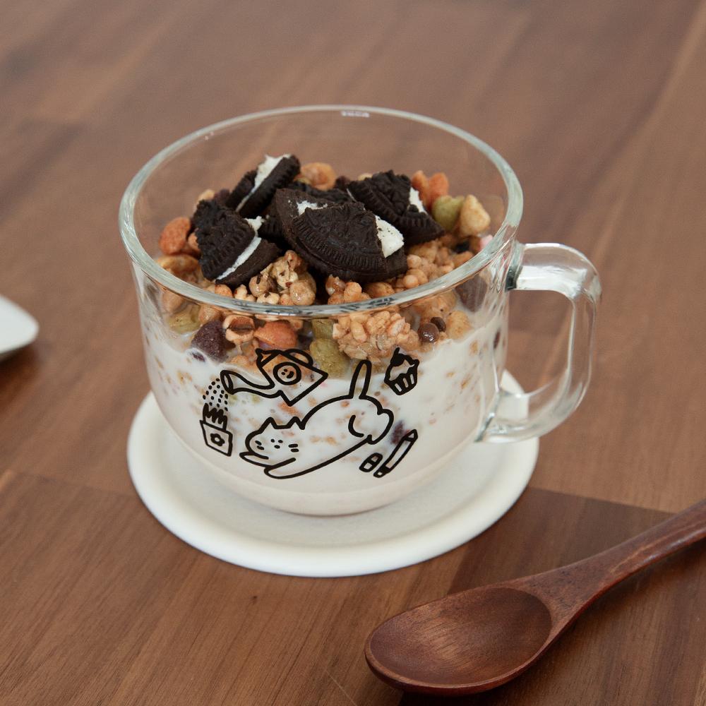 좋아하는 것들 시리얼 컵 세트 (시리얼 볼 + 스푼 구성) 홈카페 집들이 귀여운 식기 브런치 그릇 생일