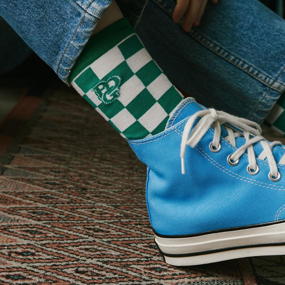 Checkerboard Socks Green