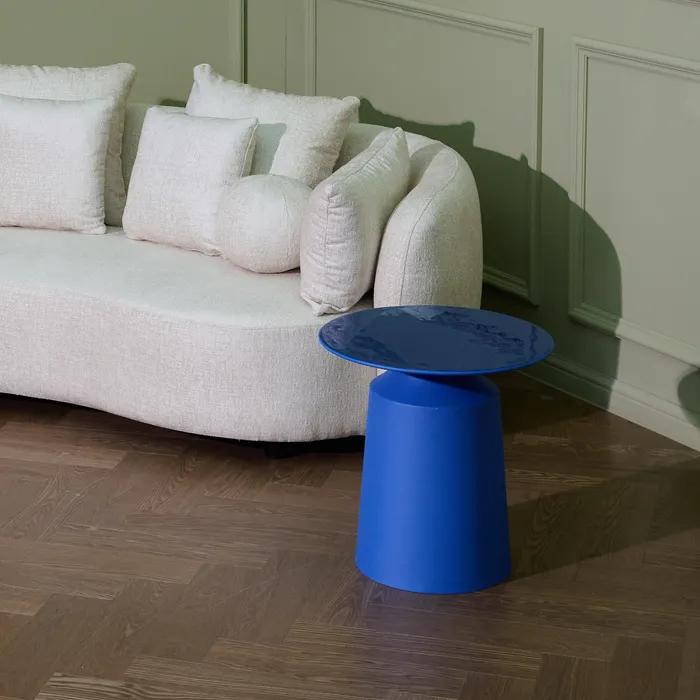 Top Blue Enamel Plate with Texture Base  Side Table (DBWST67)