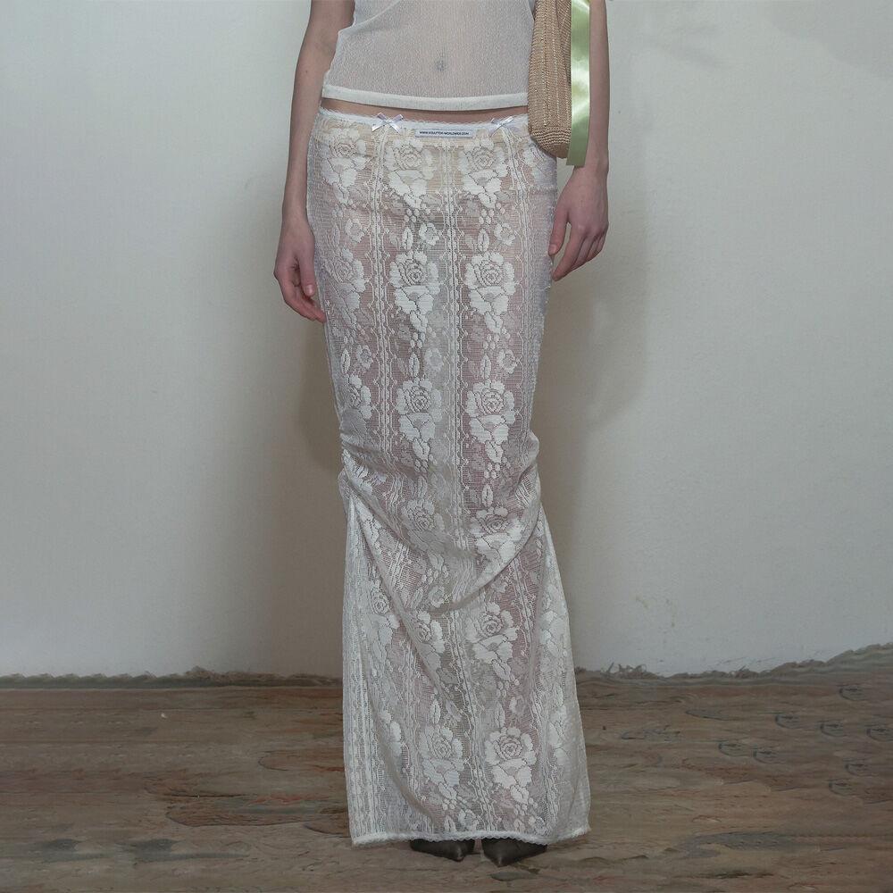 Table Cloth Maxi Skirt Glossy White