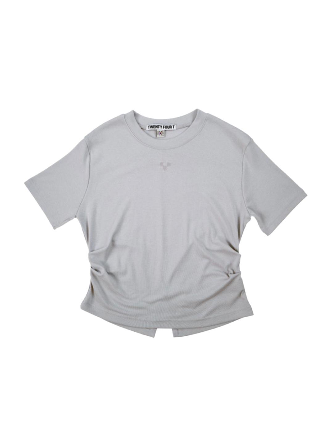 Logo Pintuck T shirt Blue Gray