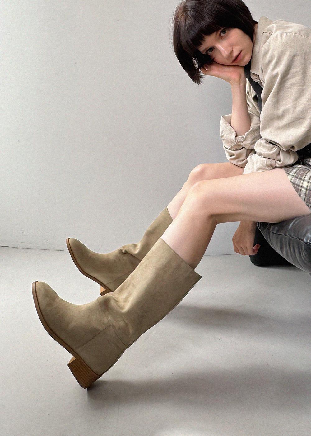 Sofia 베이직 플랫 미들 부츠(4cm) APL1908