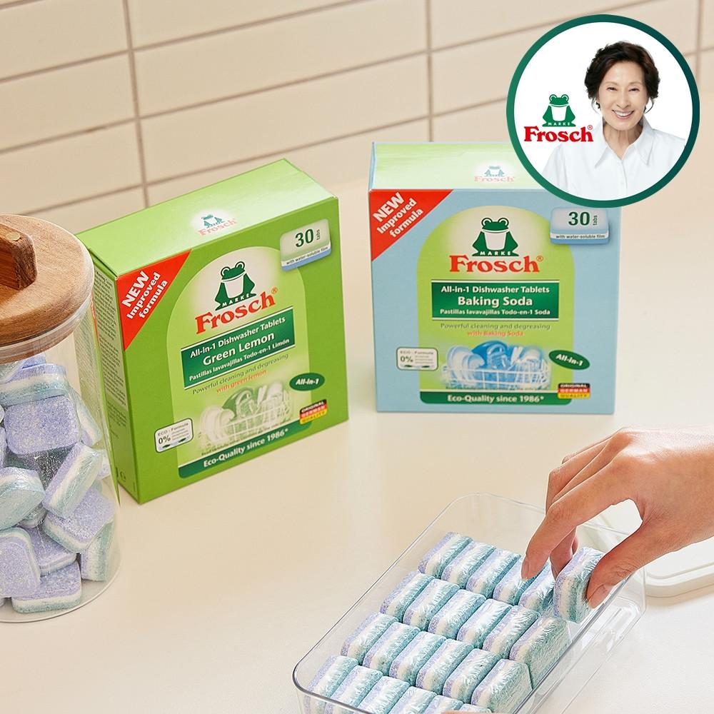 [프로쉬] 식기세척기세제 30개입 2개 구성 / 올인원 식세기 소다 그린레몬 타블렛 개구리세제
