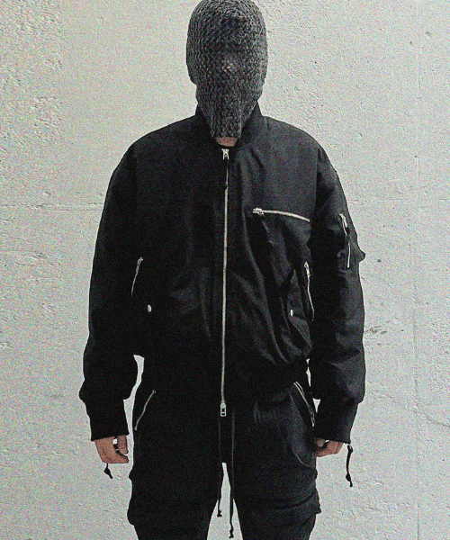 MULTI ZIPPER BOMBER JACKET [BLACK]