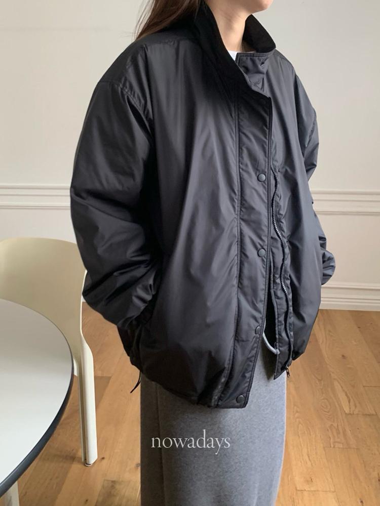 나우어데이즈 fllanel 플라넬 포드 경량 패딩 스트링 하이넥 카라 집업 jp