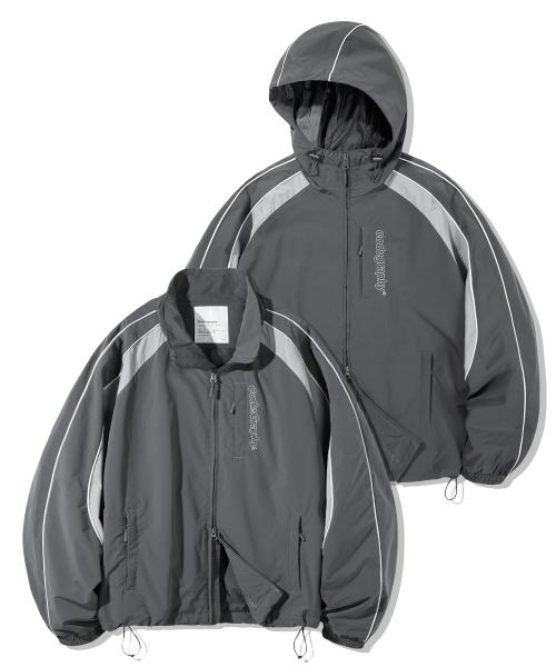 [기본 OR 후디 선택] [배색Ver.] 2-WAY 테크 숏 자켓_차콜