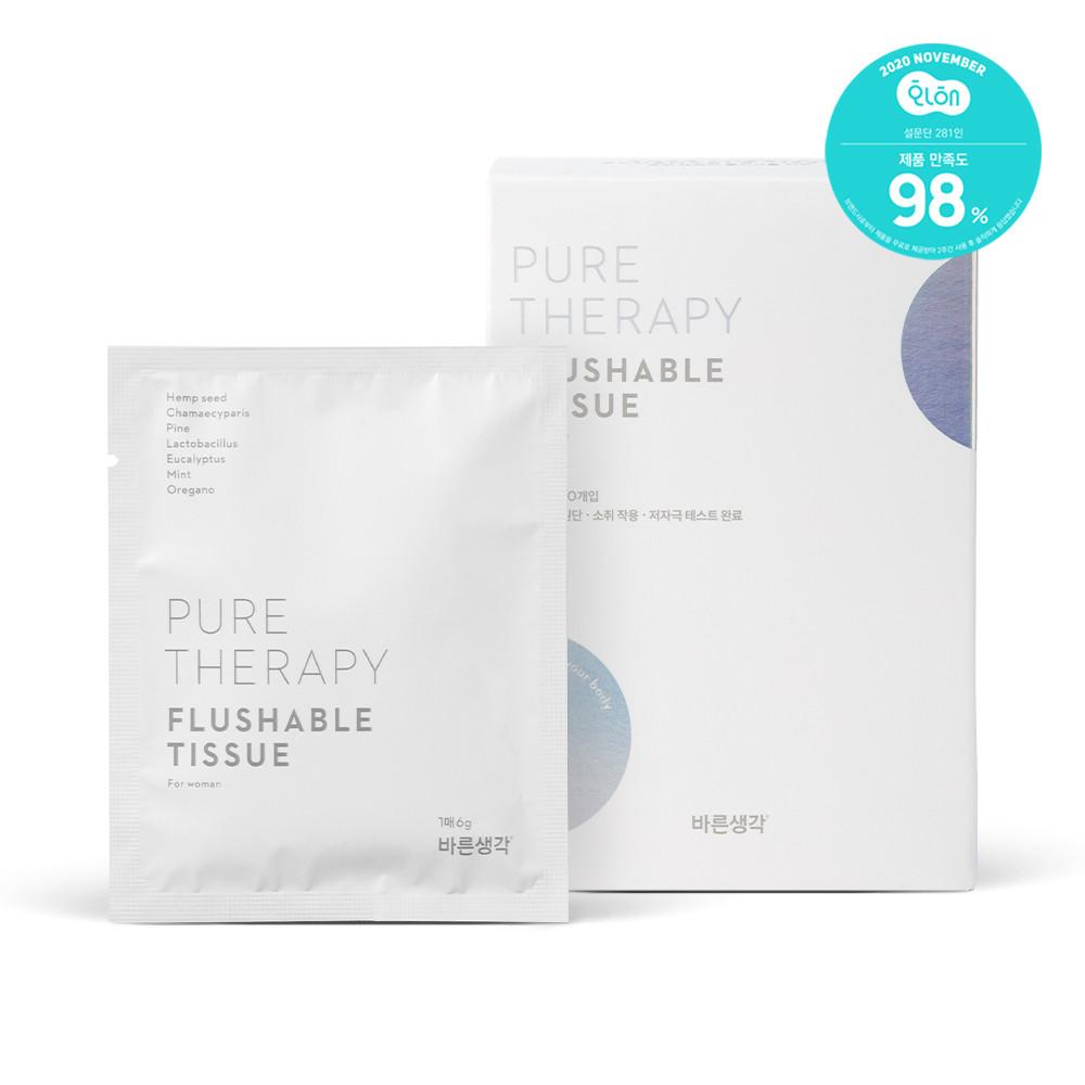 바른생각 여성청결티슈 10매 개별포장 저자극 약산성 물에 녹는 페미닌티슈