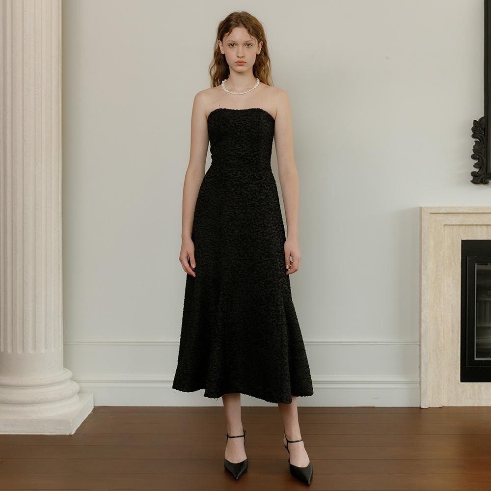 Snowy tube top bell dress (black)