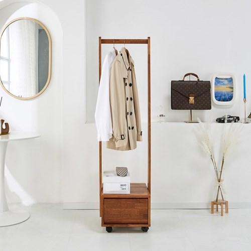 멀바우 원목 미니 옷 정리함 이동식 행거 400