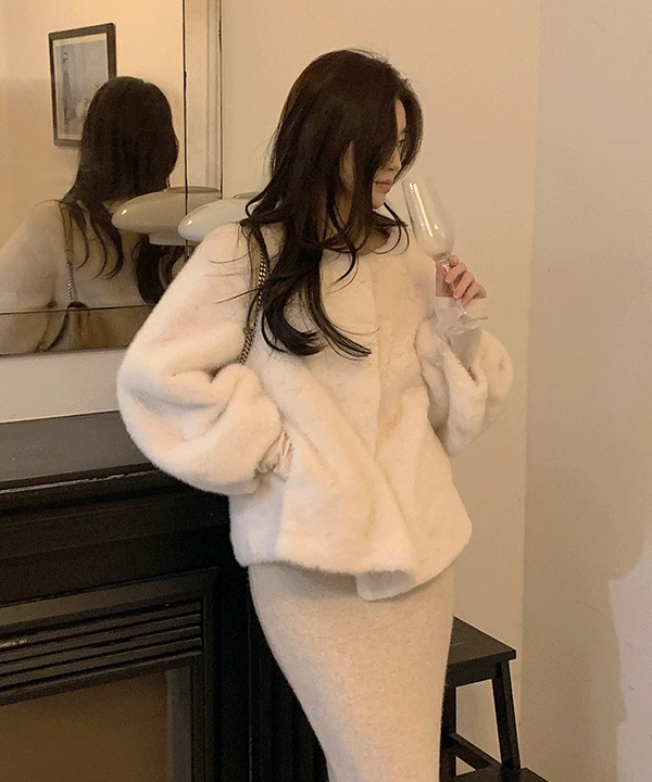 에르아 밍크퍼 페미닌 자켓 - 3color