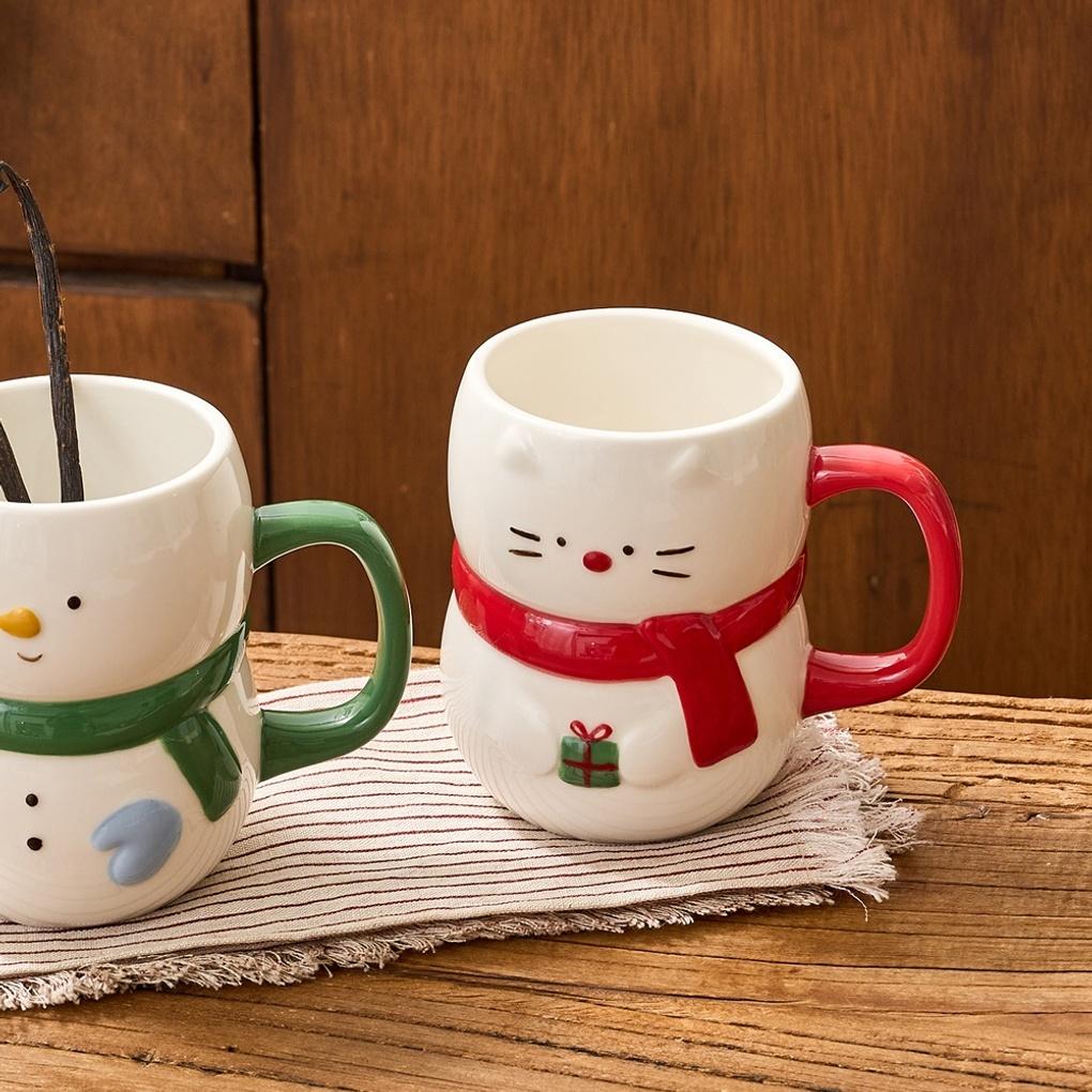 L 포근한 겨울 눈뚱냥 형태머그 400ML 레드_NK9125046