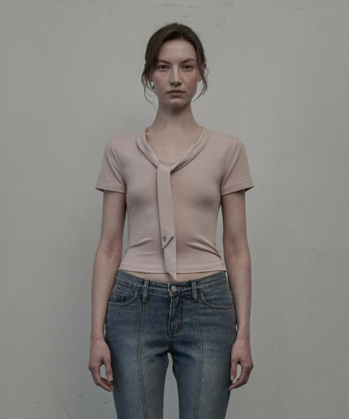 브리즈 스카프 티셔츠-핑크