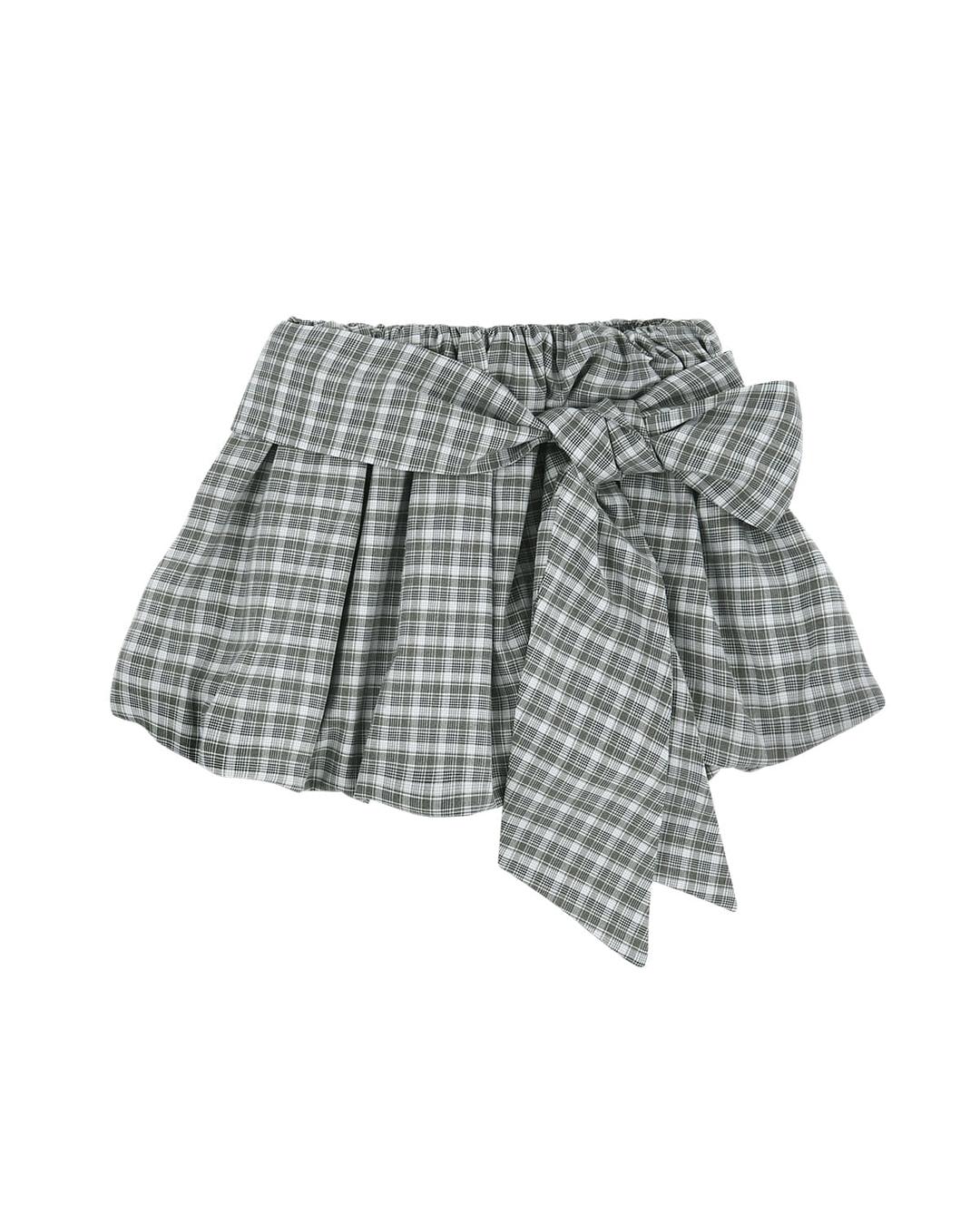 TIE BALLOON MINI SKIRT, CHECK