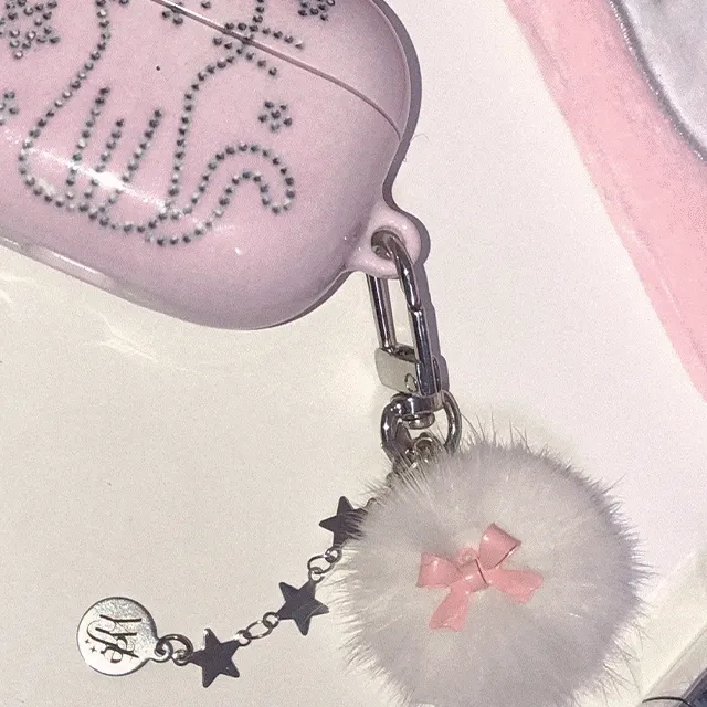 [Cutie dust (short ver.)] 귀여운 리본 폼폼 눈송이 아이폰 갤럭시 에어팟 버즈 가방 키링