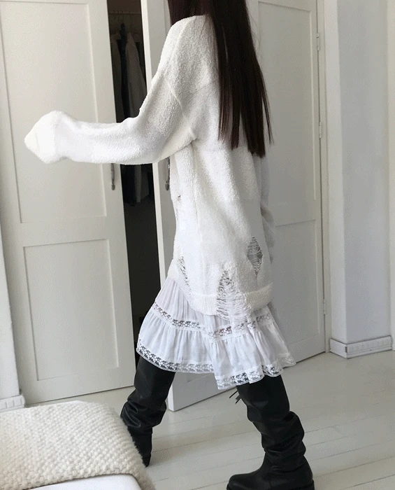 레이스 미디 스커트 2col