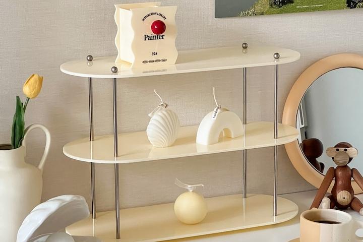 레몬버터 아크릴 선반 향수보관 화장대 식탁 정리대 미니 수납 3단