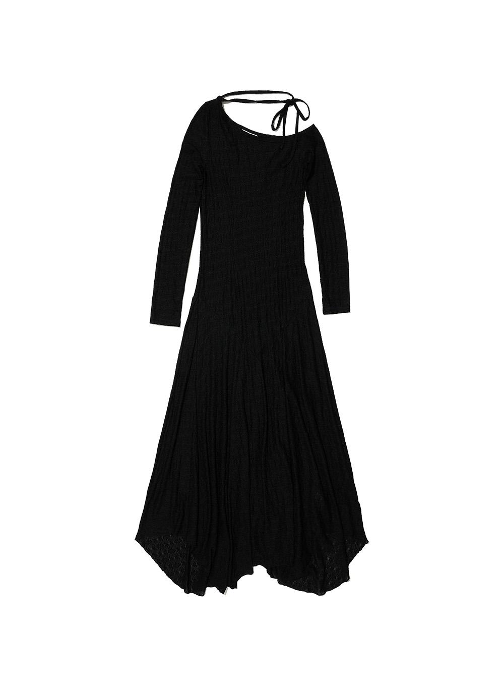 [WOMEN] SHEER LACE TIENECK MAXI DRESS_BLACK