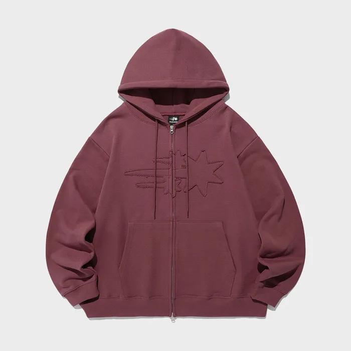3STAR LOGO ZIP HOODIE_BURGUNDY(NG2EFUM480A)