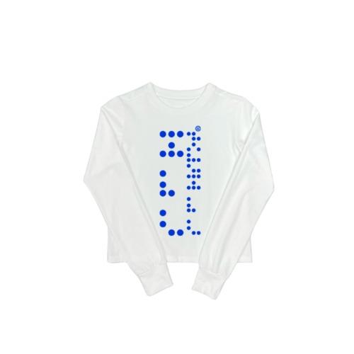 1/2 BRAILLE L/S TEE (WHITE/BLUE)