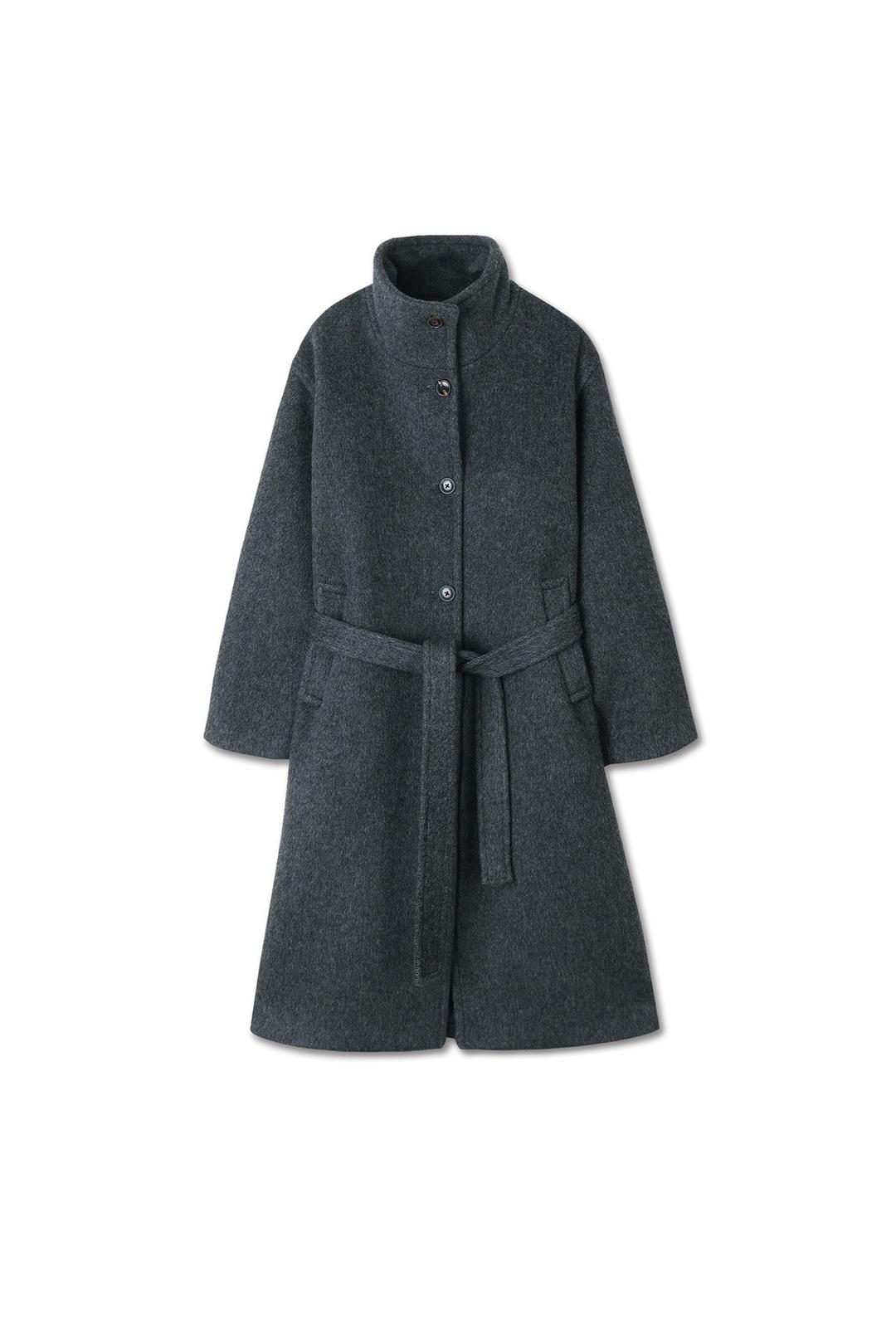 미치코런던 [무료반품] (12/18 예약발송) BELTED BALMACAAN WOOL COAT CHARCOAL