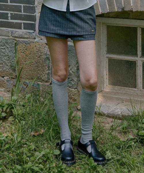 스트라이프 레이어드 스커트 팬츠 ( 챠콜 )