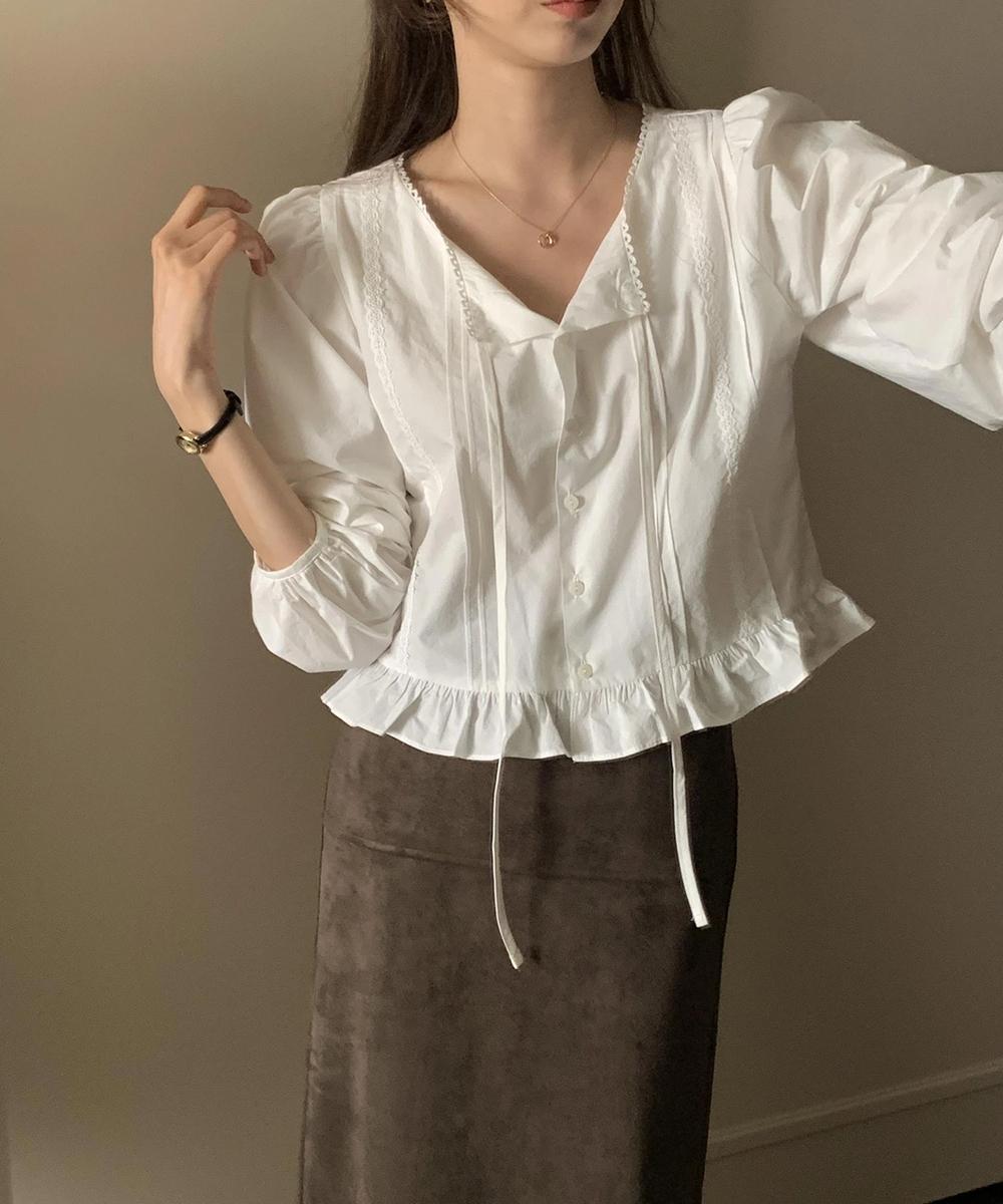 버나뎃 플러터 페어리 블라우스 (1col) flutter