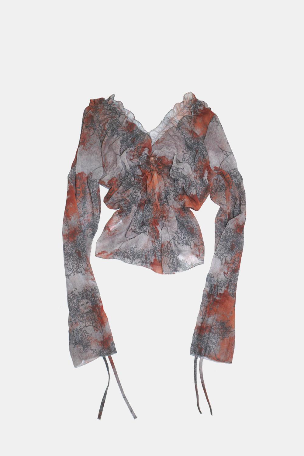 sheer smocking blouse