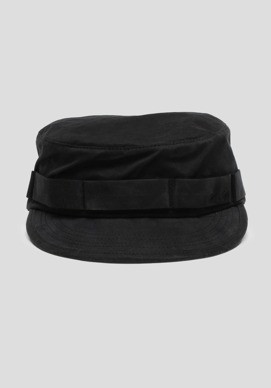 Wax Coated Military Cap  [ Black ]
