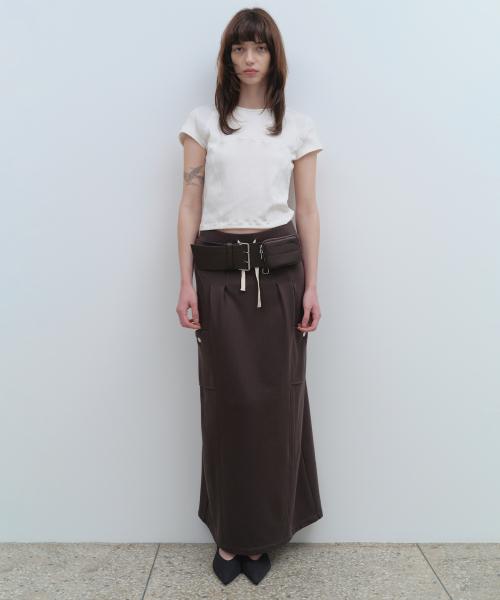 벨트 홀 맥시 스커트 [차콜]