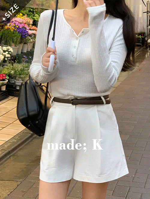 케이클럽 [자체제작/오늘출발/S-XL]#여름💙 이즈 데일리 버튼 골지 긴팔 티 (기본티/이너티/긴팔티/데일리룩/출근룩/개강룩/레이어드/골지티)