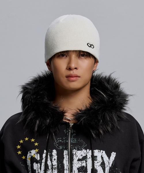 SYMBOL EDGE UNCUFFED BEANIE_WHITE