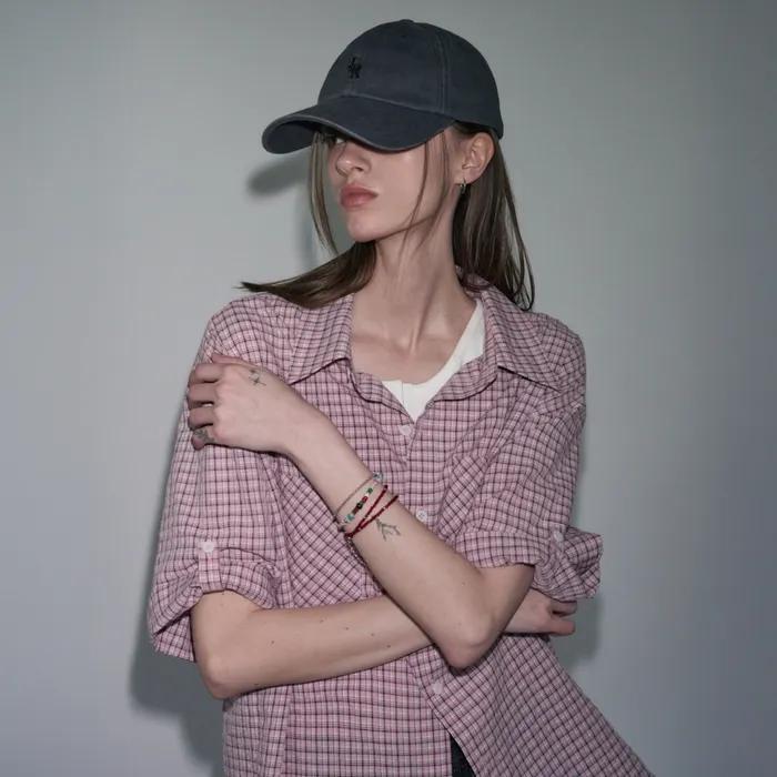 [7월 21일 예약배송] 투 포켓 체크 하프 롤업 셔츠 [PINK]