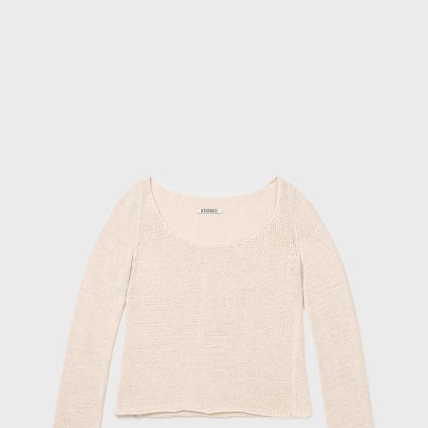 Cotton Scoop Neck Knit - ecru