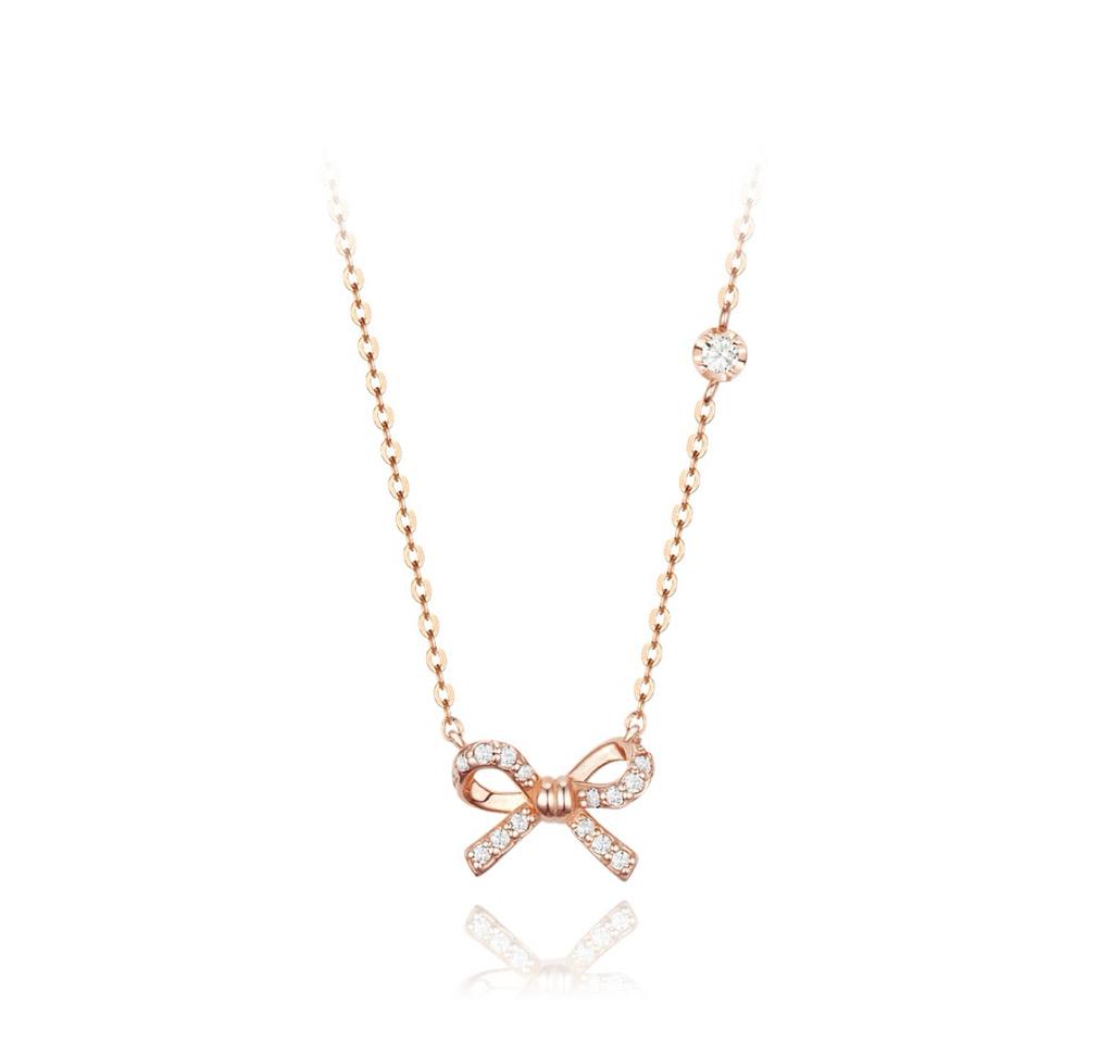 로즈몽 14k 리본 목걸이