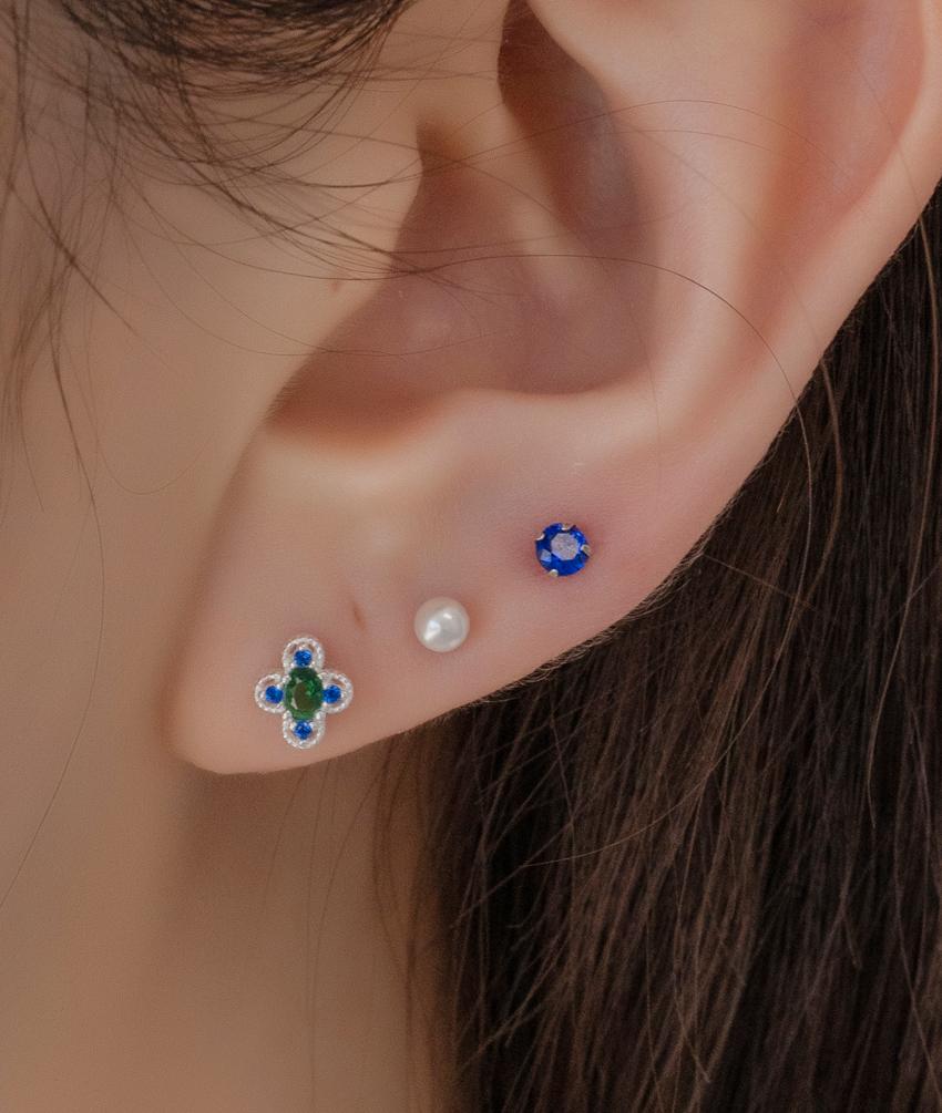 실버925 미니 클로버 은 피어싱 6종 귓볼