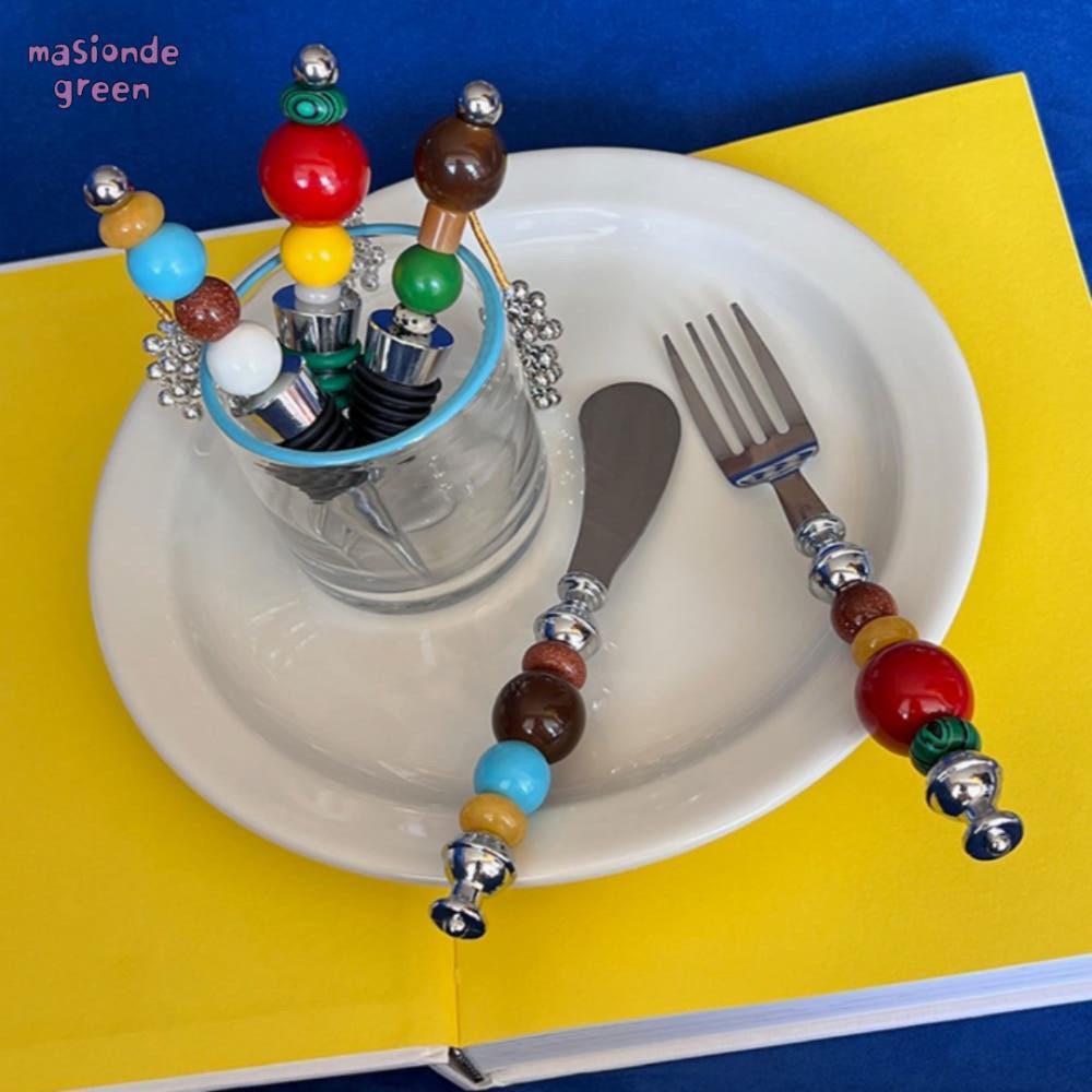 masiondegreen 메종드그린 포크 나이프 비즈 스테인리스 버터 나이프 디저트 포크