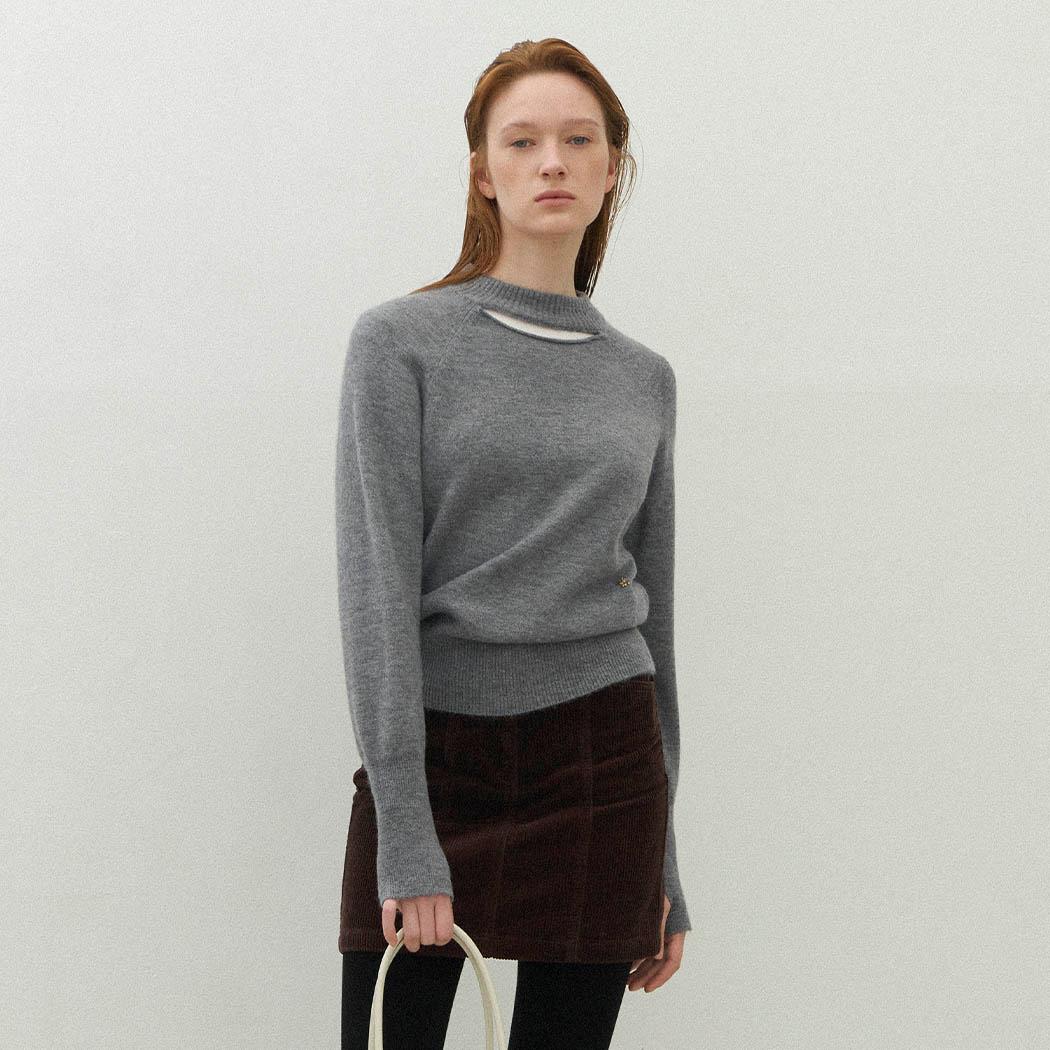 (T-6966)ESSENTIAL WOOL CUTOUT KNIT