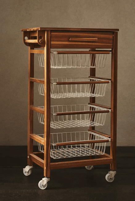 바퀴가 달린 목재 및 금속 수납가구