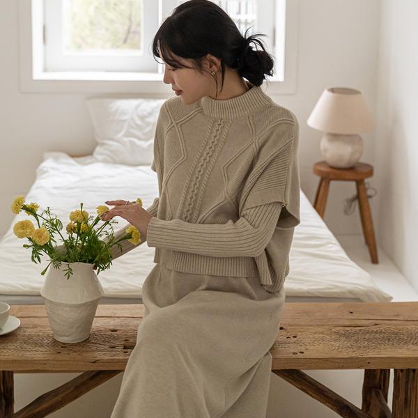 임부복*케이블케이프세트 임산부원피스