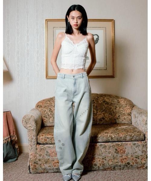 Studs vintage denim pants/スタッズヴィンテージ加工デニム