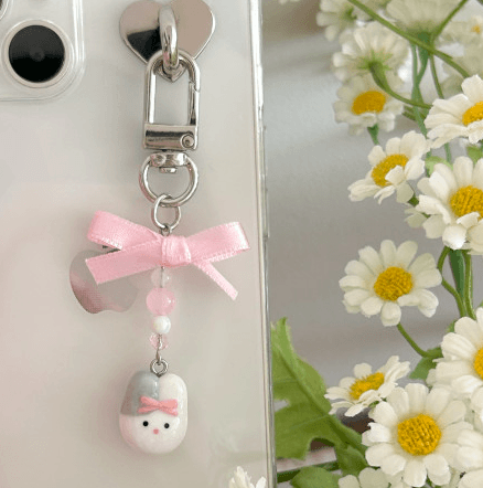 [ceramic] 리본 토끼 키링 (pink/red)