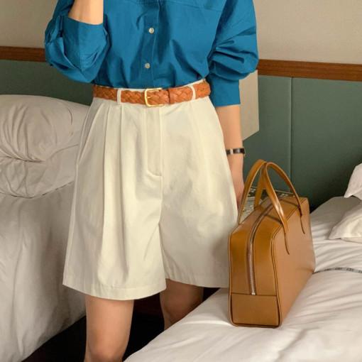 일부당일 아잉 버뮤다 하프 핀턱 미디 몽블랑 코튼 5부 반바지 팬츠 4color