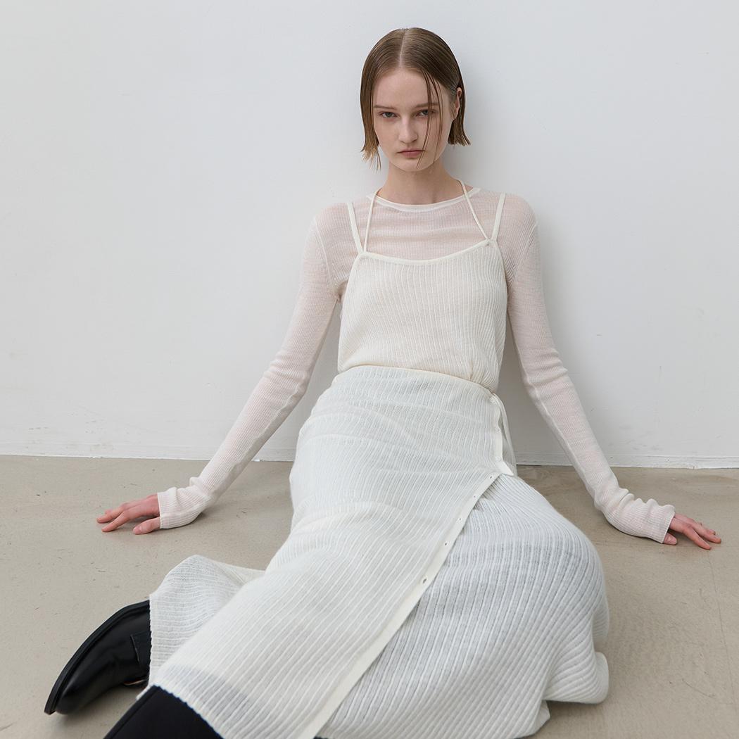 (OP-6256)WOOL SHEER LAYERD KNIT DRESS